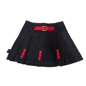 Royal Bones Black‎ & Red Pleated Mini Skirt S Mall Goth